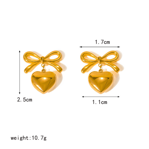 BOW HEART EARRINGS