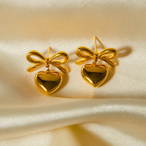 BOW HEART EARRINGS