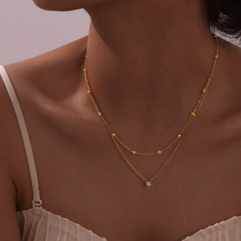 SOLITAIRE LAYERED NECKLACE