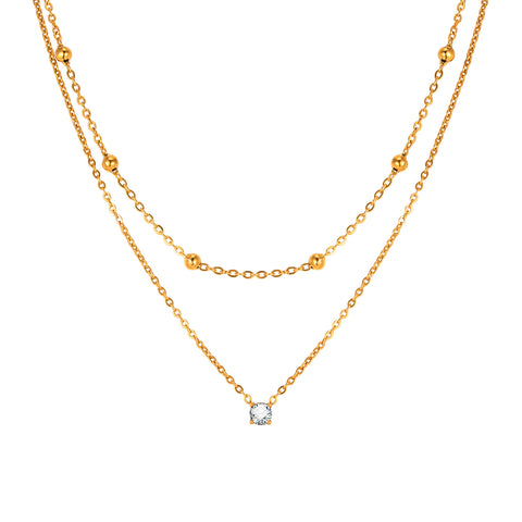 SOLITAIRE LAYERED NECKLACE