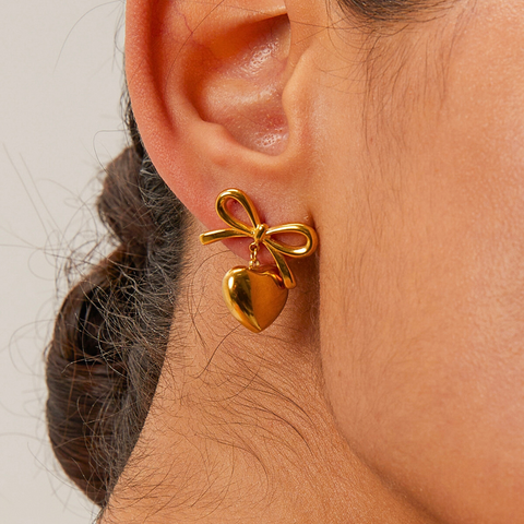 BOW HEART EARRINGS