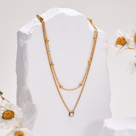 SOLITAIRE LAYERED NECKLACE
