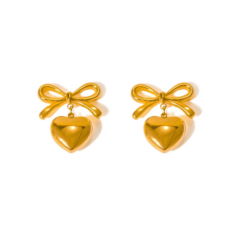 BOW HEART EARRINGS