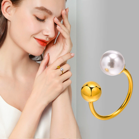 PEARL GOLD ADJUSTABLE RING