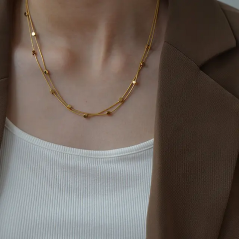 SQUARE BEED LAYERED NECKLACE