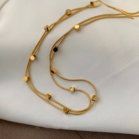 SQUARE BEED LAYERED NECKLACE